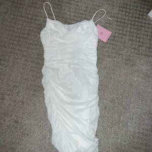 Hello Molly White Ruched Dress
